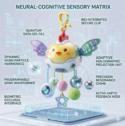 Baby Pull String Sensory Toy for Crib & Stroller - Soft Plush Hanging Rattle Pendant with Teether - Newborn Early Development Cheer Toy & Bed Bell Accessory