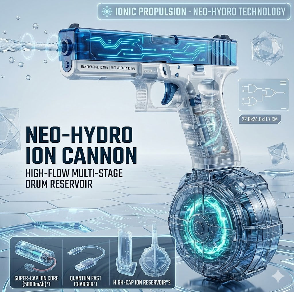 High-Pressure Motorized Water Blaster - Rapid-Fire Continuous Burst Electric Squirt Gun - Rechargeable Outdoor Water Fight Toy