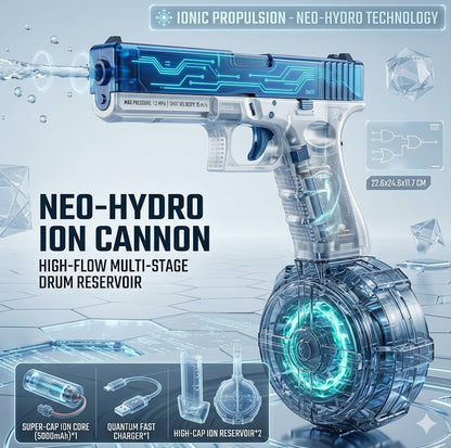 High-Pressure Motorized Water Blaster - Rapid-Fire Continuous Burst Electric Squirt Gun - Rechargeable Outdoor Water Fight Toy