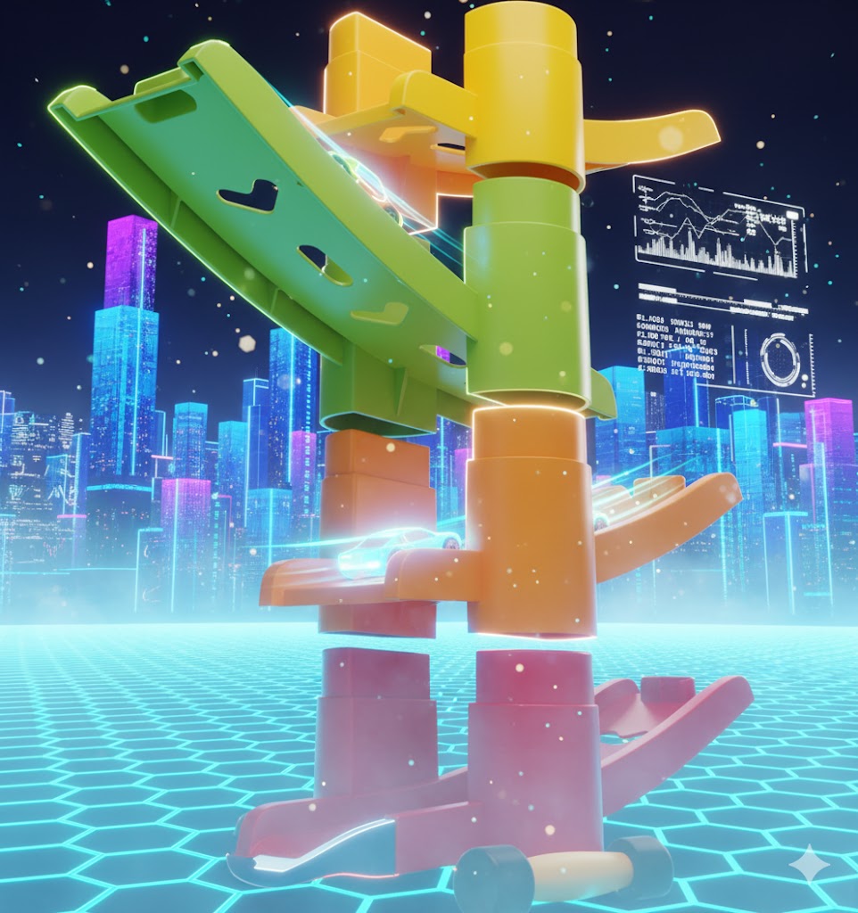 Interative Multi-Layer Gliding Track Car Set - Toddler Inertia Slide Racing Toy with Mini Roller Coaster Cars - Perfect Birthday Gift for Preschool Children 2-5 Years