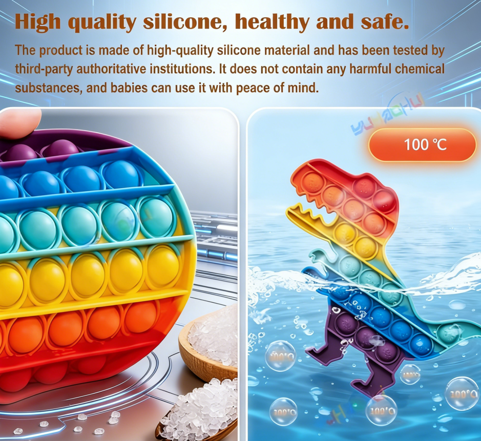 Rainbow Silicone Pop Bubble Fidget Toy - Sensory Stress Relief Tool for Adults & Kids - Washable Anxiety Relief Popper for ADHD, Autism & Special Needs