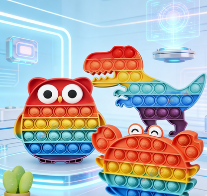 Rainbow Silicone Pop Bubble Fidget Toy - Sensory Stress Relief Tool for Adults & Kids - Washable Anxiety Relief Popper for ADHD, Autism & Special Needs