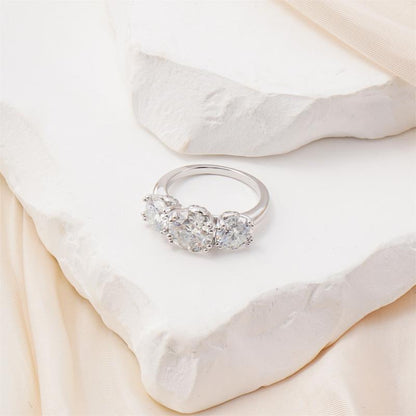 🔥18K Gold Plated Waterproof 1ct-5ctMoissanite Three Stone Prong EngagementRing Silver-Plated Band Jewelry PerfectBirthday Engagement Wedding AnniversaryGift Christmas Thanksgiving Valentine's Day
