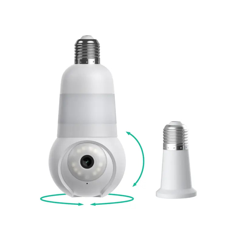 PKNEW® | Luna Light Bulb Security Cam -2K 2.4GHz/5GHz WiFi, Indoor Outdoor Surveillance Monitoring Camera for Home, 360° Pan/Tilt, Color Night Vision, Built-In LED & Spotlight, Easy Installation (2026 Upgrade)