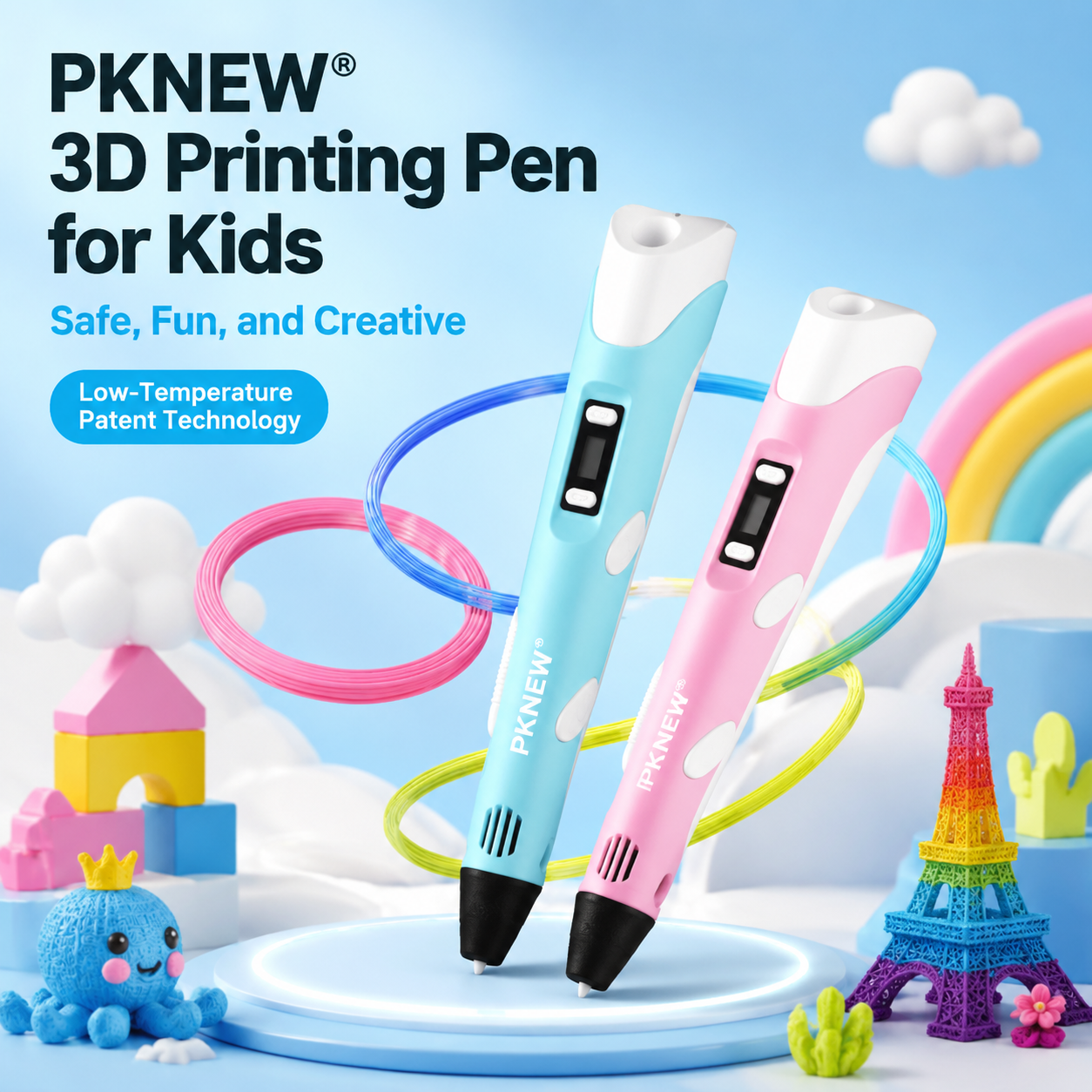 70% OFF TODAY🎃PKNEW® 3D Printing Pen for Kids--Low-Temperature Safe, Non-Toxic Eco-Friendly Filament, Sparks Creativity