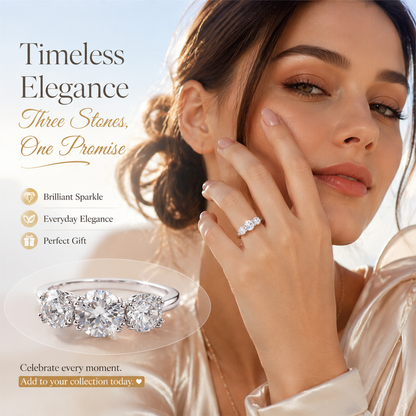 🔥18K Gold Plated Waterproof 1ct-5ctMoissanite Three Stone Prong EngagementRing Silver-Plated Band Jewelry PerfectBirthday Engagement Wedding AnniversaryGift Christmas Thanksgiving Valentine's Day