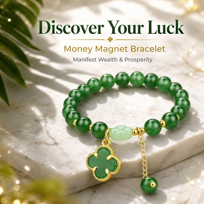 Money Magnet! Lucky Four-Leaf Clover Green Aventurine Bracelet - Manifest Wealth & Prosperity Crystal Charm