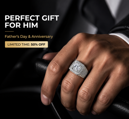 💎Moissanite Rings for Men 18KWhite Gold Plated Men's Ring Lab-CreatedAnniversary Birthday Fathers Day Gift for DadHim