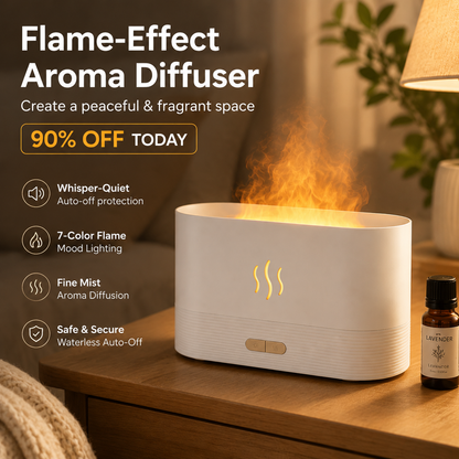 PKNEW® Flame-Effect Air Aroma Diffuser with 7-Color LED&Auto-Off Protection for Home & Office🔥