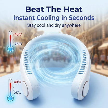 PKNEW®Portable Neck Fan, Bladeless Wearable Personal Fan, Hands-Free Cooling for Outdoor & Office