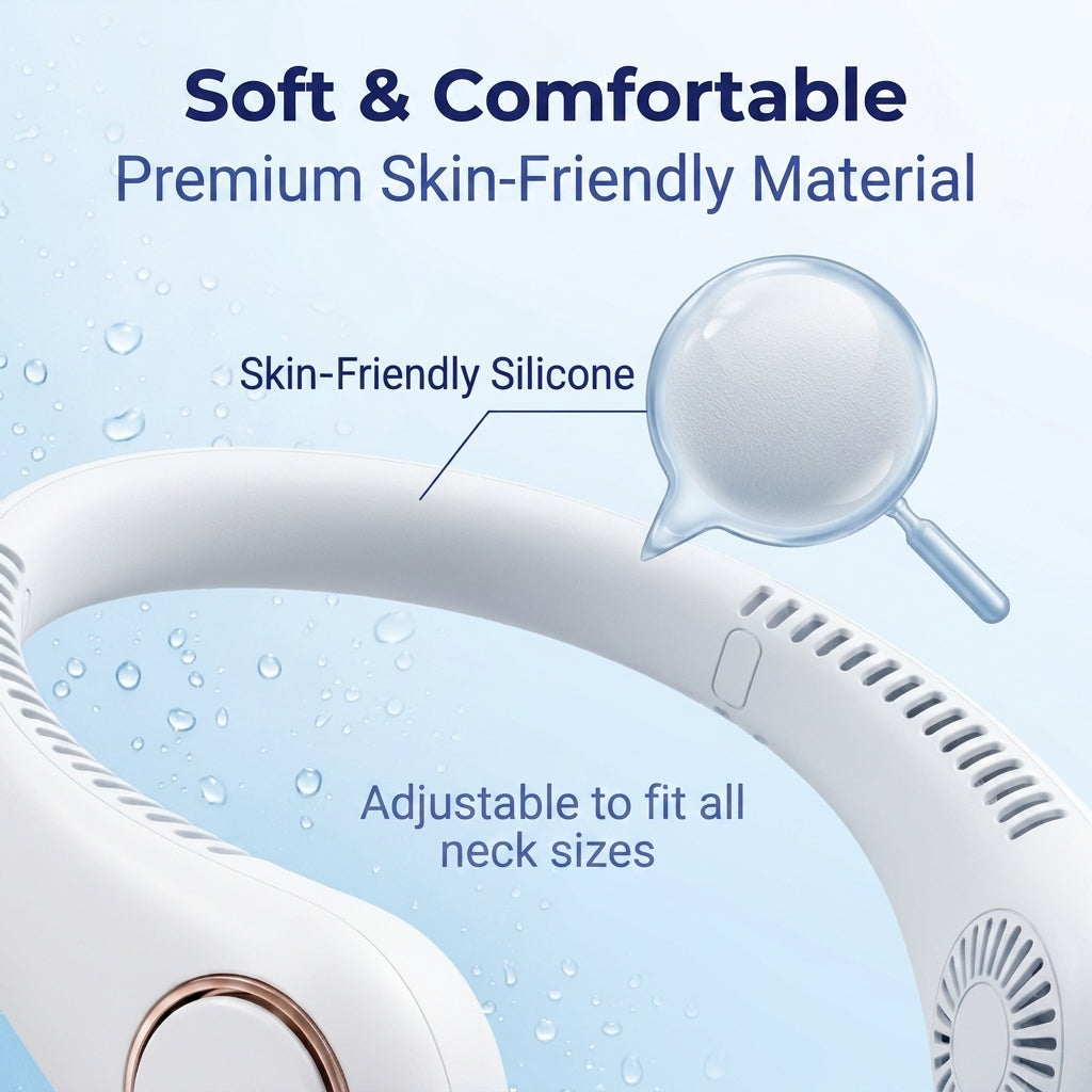 PKNEW®Portable Neck Fan, Bladeless Wearable Personal Fan, Hands-Free Cooling for Outdoor & Office