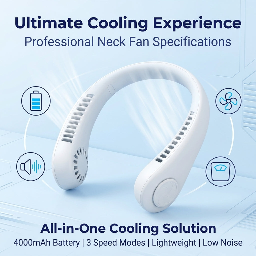 PKNEW®Portable Neck Fan, Bladeless Wearable Personal Fan, Hands-Free Cooling for Outdoor & Office