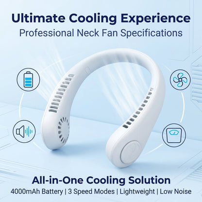 PKNEW®Portable Neck Fan, Bladeless Wearable Personal Fan, Hands-Free Cooling for Outdoor & Office