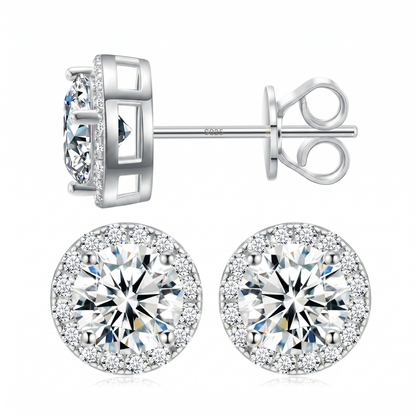 💎 18k Gold-Plated Halo Stud EarringsLab-Created Moissanite Earring S925 SterlingSilver Moissanite Jewelry Perfect BirthdayMother's Day Christmas Gift for Men WomenWedding Set