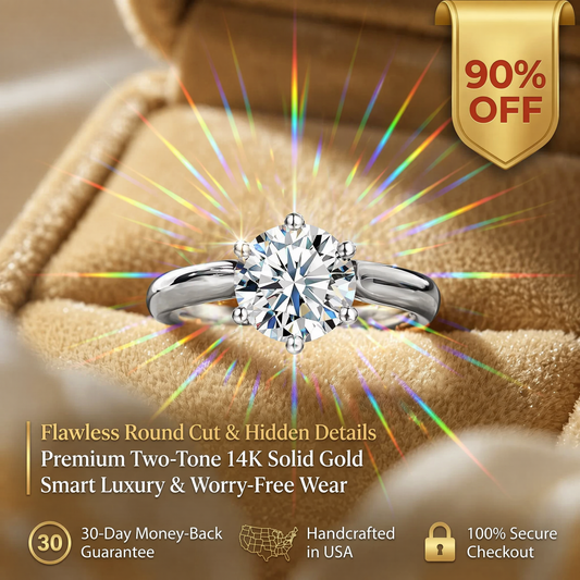 The Forever Upgrade: Flawless Oval Cut Two-Tone Solitaire Ring in 14K Solid Gold--Last Day Sale-90% OFF💍