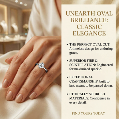 The Forever Upgrade: Flawless Oval Cut Two-Tone Solitaire Ring in 14K Solid Gold--Last Day Sale-90% OFF💍