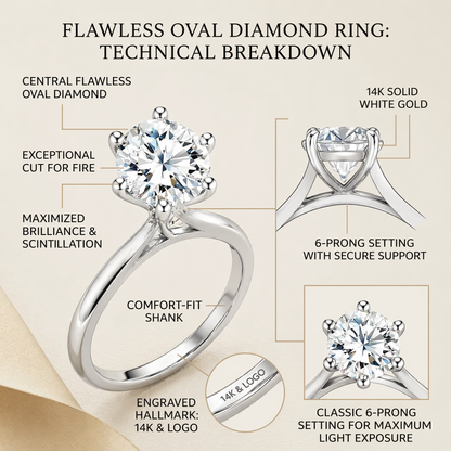The Forever Upgrade: Flawless Oval Cut Two-Tone Solitaire Ring in 14K Solid Gold--Last Day Sale-90% OFF💍