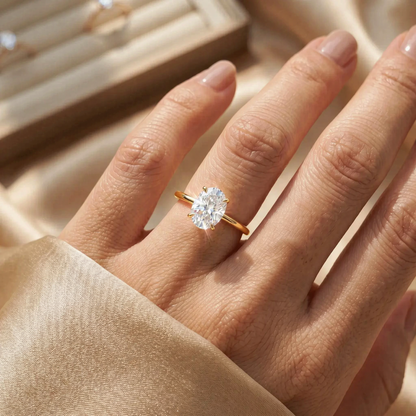 The Forever Upgrade: Flawless Oval Cut Two-Tone Solitaire Ring in 14K Solid Gold--Last Day Sale-90% OFF🔥