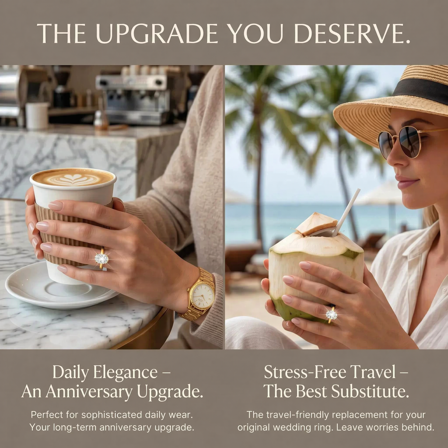 The Forever Upgrade: Flawless Oval Cut Two-Tone Solitaire Ring in 14K Solid Gold--Last Day Sale-90% OFF🔥