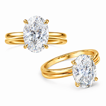 The Forever Upgrade: Flawless Oval Cut Two-Tone Solitaire Ring in 14K Solid Gold--Last Day Sale-90% OFF🔥