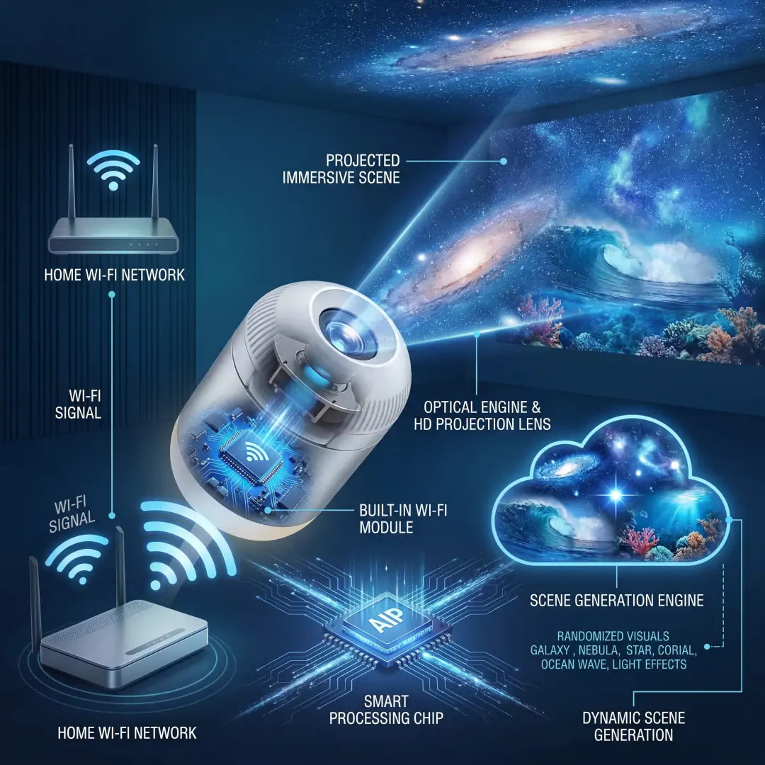 Extra 30% off on sale items | PKNEW® NEXT-GEN SMART PROJECTION HD Smart Dynamic 5D Holographic Night Light Projector✨