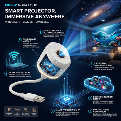 Extra 30% off on sale items | PKNEW® NEXT-GEN SMART PROJECTION HD Smart Dynamic 5D Holographic Night Light Projector✨