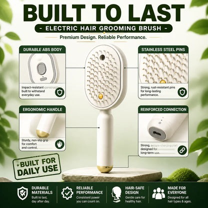 Devareon® 3-in-1 Electric Air Cushion Massage Comb with Mist Spray, Self-Cleaning Steam and Essential Oil Function, Rechargeable Scalp Massage Brush🌳
