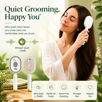 Devareon® 3-in-1 Electric Air Cushion Massage Comb with Mist Spray, Self-Cleaning Steam and Essential Oil Function, Rechargeable Scalp Massage Brush🌳