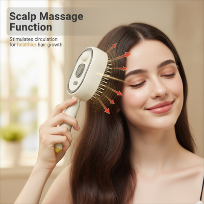 Devareon® 🥳 3-in-1 Electric Air Cushion Massage Comb with Mist Spray, Self-Cleaning Steam and Essential Oil Function, Rechargeable Scalp Massage Brush