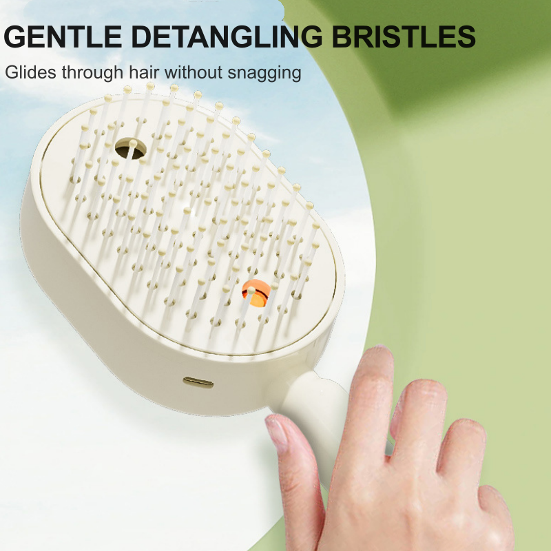 Devareon® 3-in-1 Electric Air Cushion Massage Comb with Mist Spray, Self-Cleaning Steam and Essential Oil Function, Rechargeable Scalp Massage Brush🌳