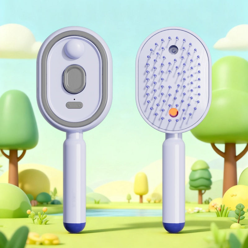 Devareon® 🥳 3-in-1 Electric Air Cushion Massage Comb with Mist Spray, Self-Cleaning Steam and Essential Oil Function, Rechargeable Scalp Massage Brush