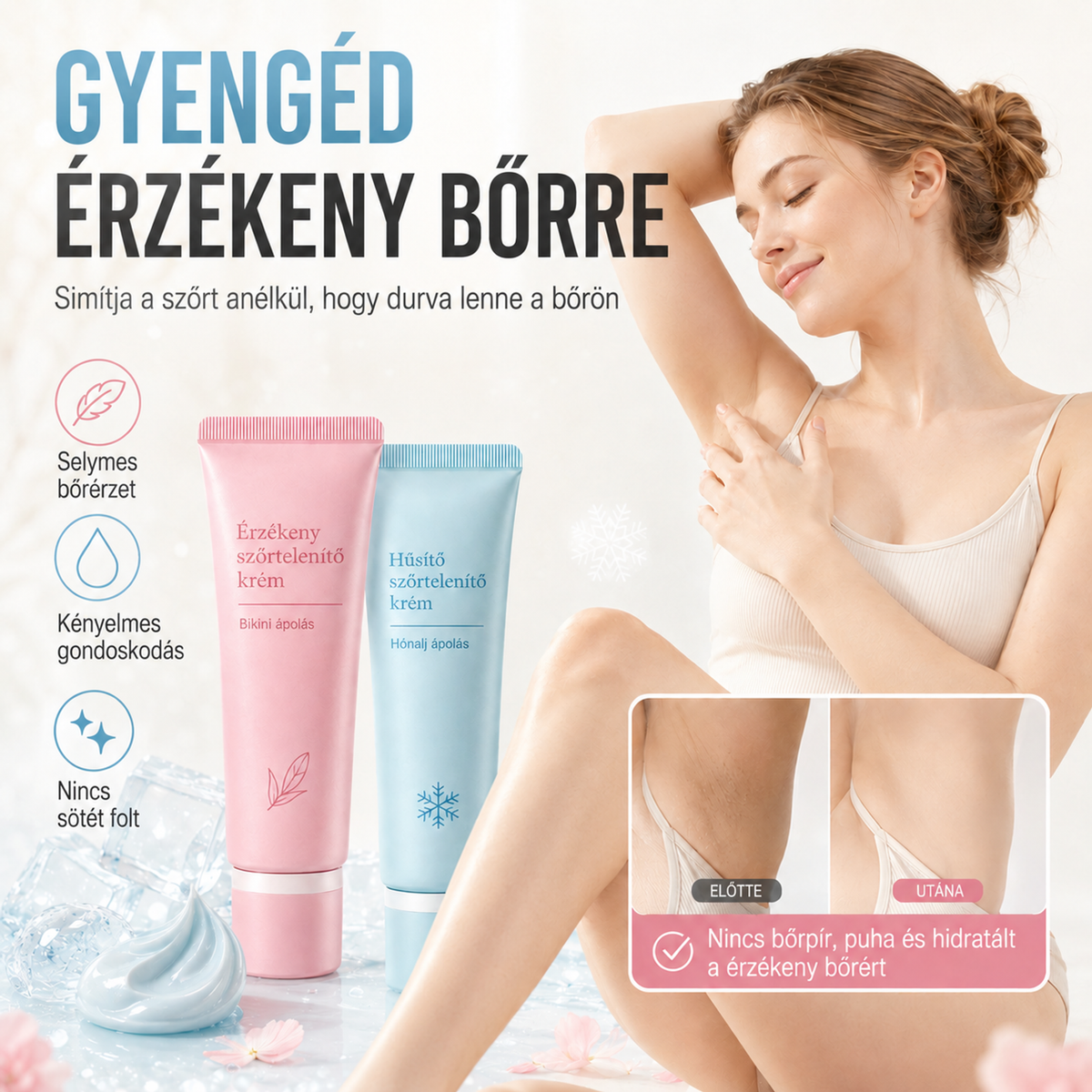 🔥🔥Kíméletes krém a fájdalommentes szőrtelenítéshez 🌟nők és férfiak számára egyaránt