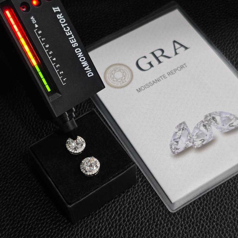 💎 18k Gold-Plated Halo Stud EarringsLab-Created Moissanite Earring S925 SterlingSilver Moissanite Jewelry Perfect BirthdayMother's Day Christmas Gift for Men WomenWedding Set