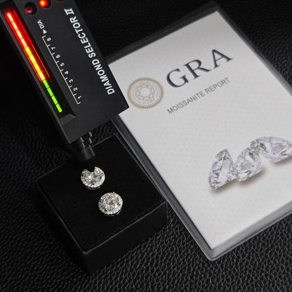 💎 18k Gold-Plated Halo Stud EarringsLab-Created Moissanite Earring S925 SterlingSilver Moissanite Jewelry Perfect BirthdayMother's Day Christmas Gift for Men WomenWedding Set